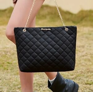 Faux Leather tote bag with chain handle